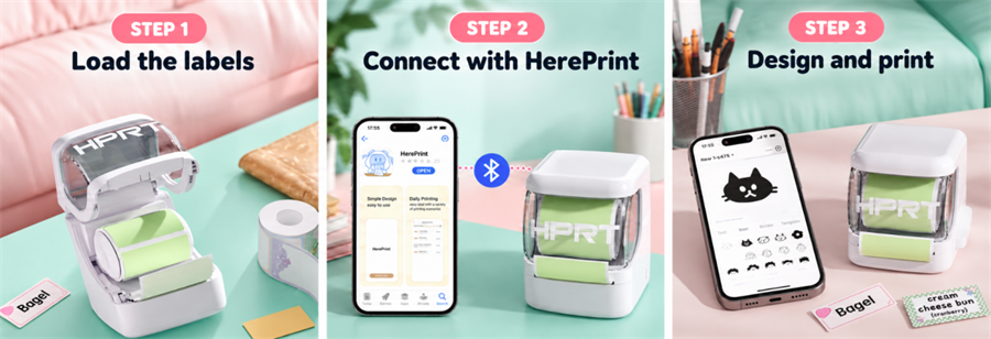 mobile printing label steps