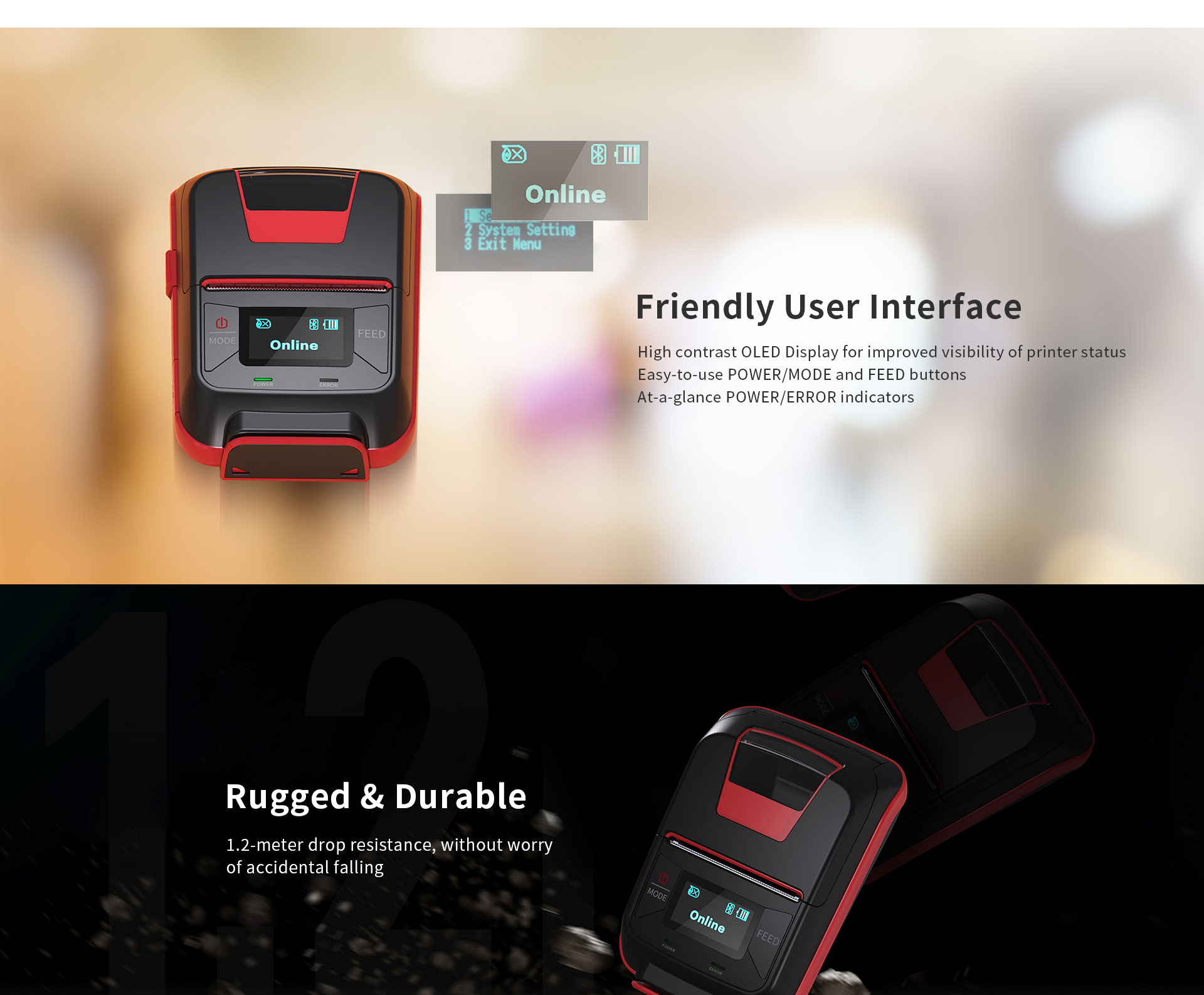 rugged durable thermal paper printer  HM-E300
