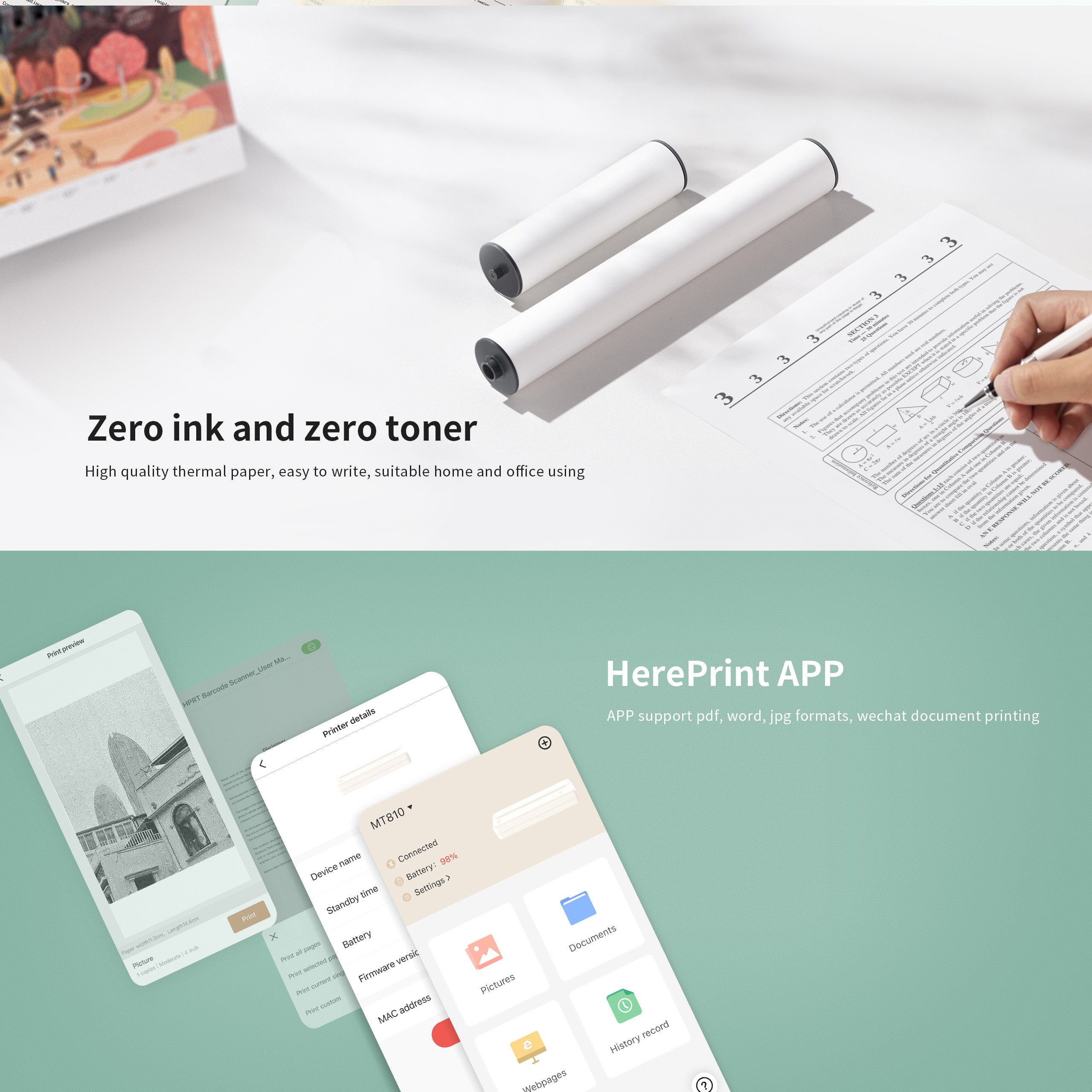 Bluetooth A4 Mobile Printer MT810